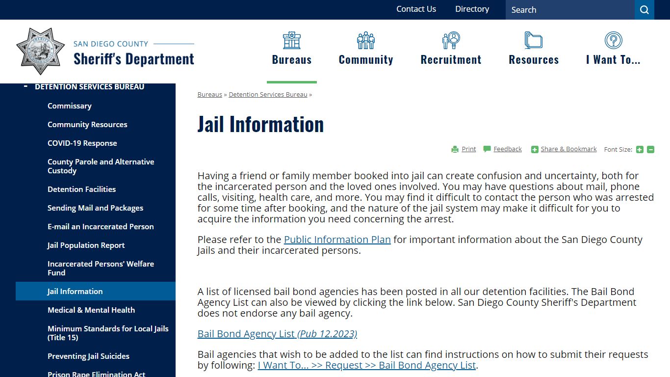 Jail Information | San Diego County Sheriff