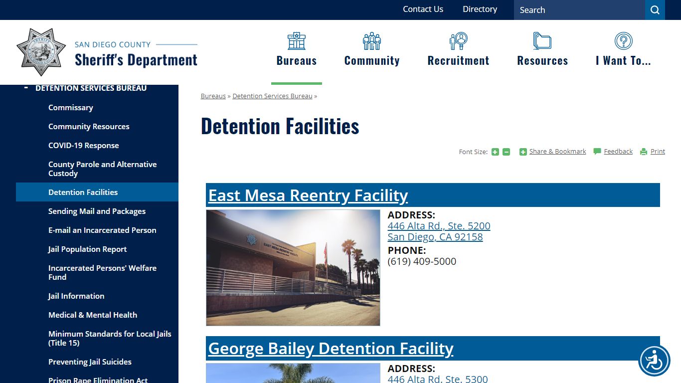 Detention Facilities | San Diego County Sheriff